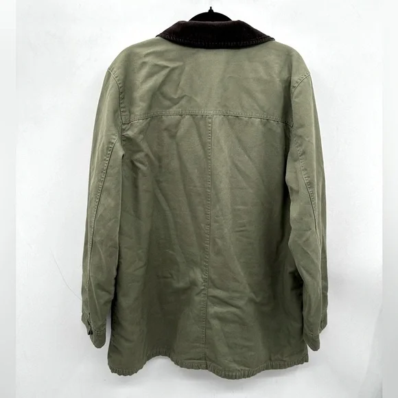 Lands' End Olive Utility Jacket with Brown Collar - Picture 3 of 15